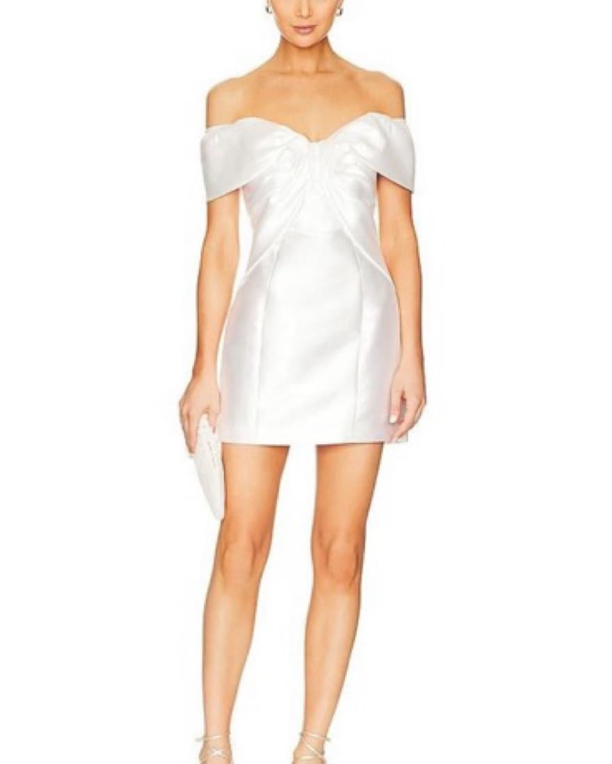 Stunning Off-the-Shoulder White Cocktail Dress - Image 1