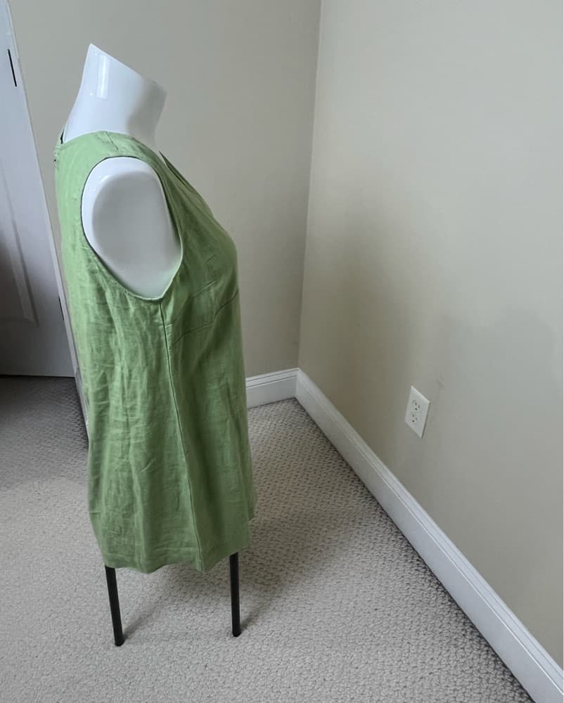 Madewell Lime Green V-Neck Linen Dress - Image 2