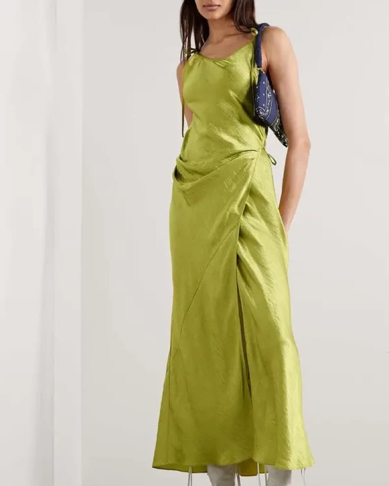 Acne Studios Wrap Dress | Chartreuse - Image 2
