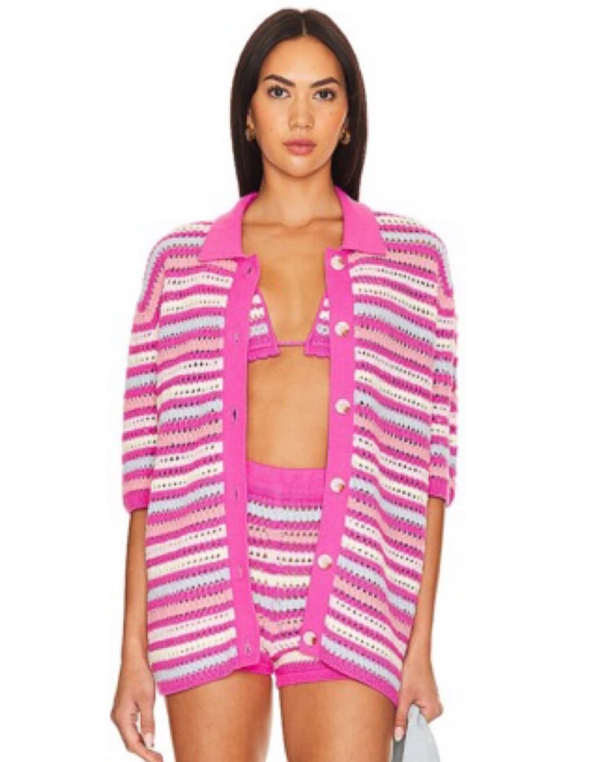 Lucia Pink And Blue Caridgan Short Set - Image 5