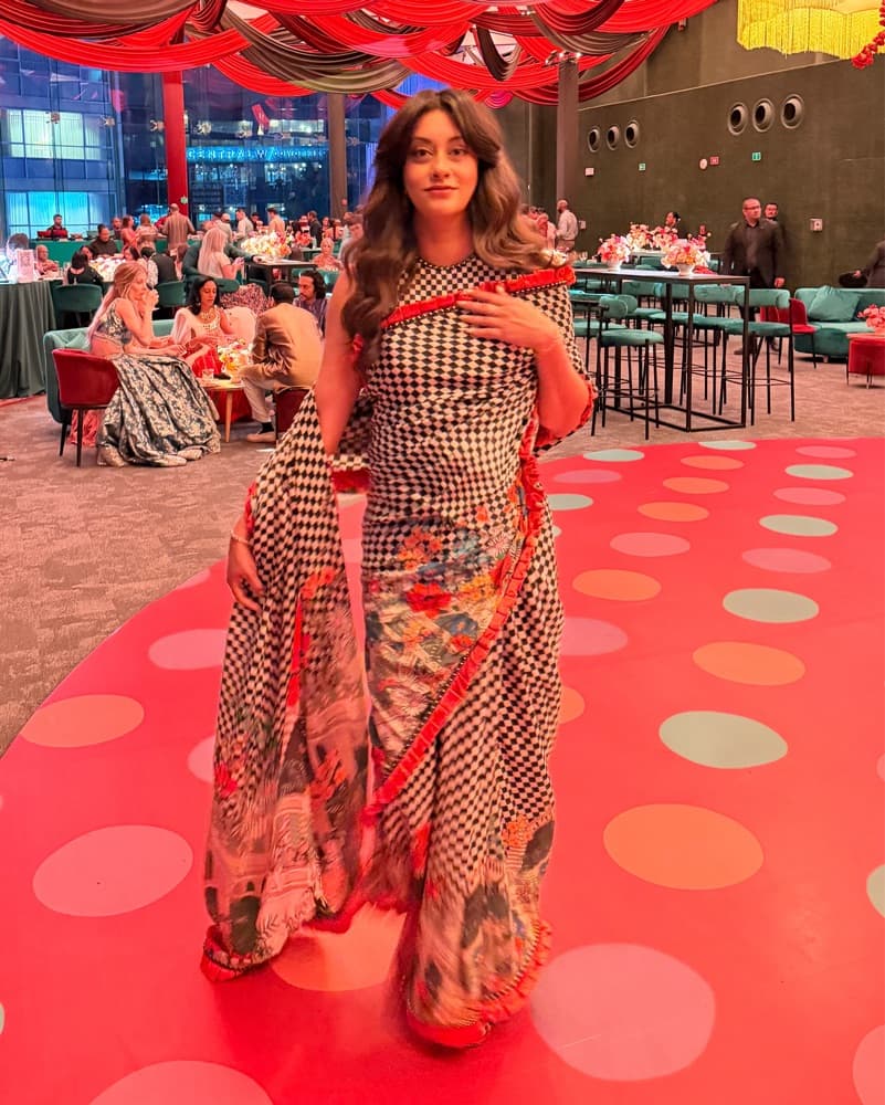 Vibrant Checkered Saree - Image 5