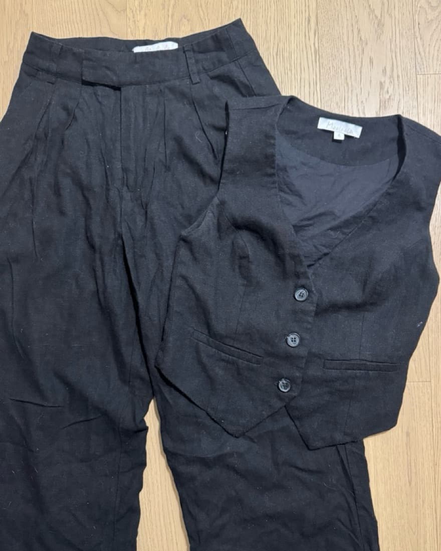 BLACK VEST PANTS TWO PIECE SET - Image 4