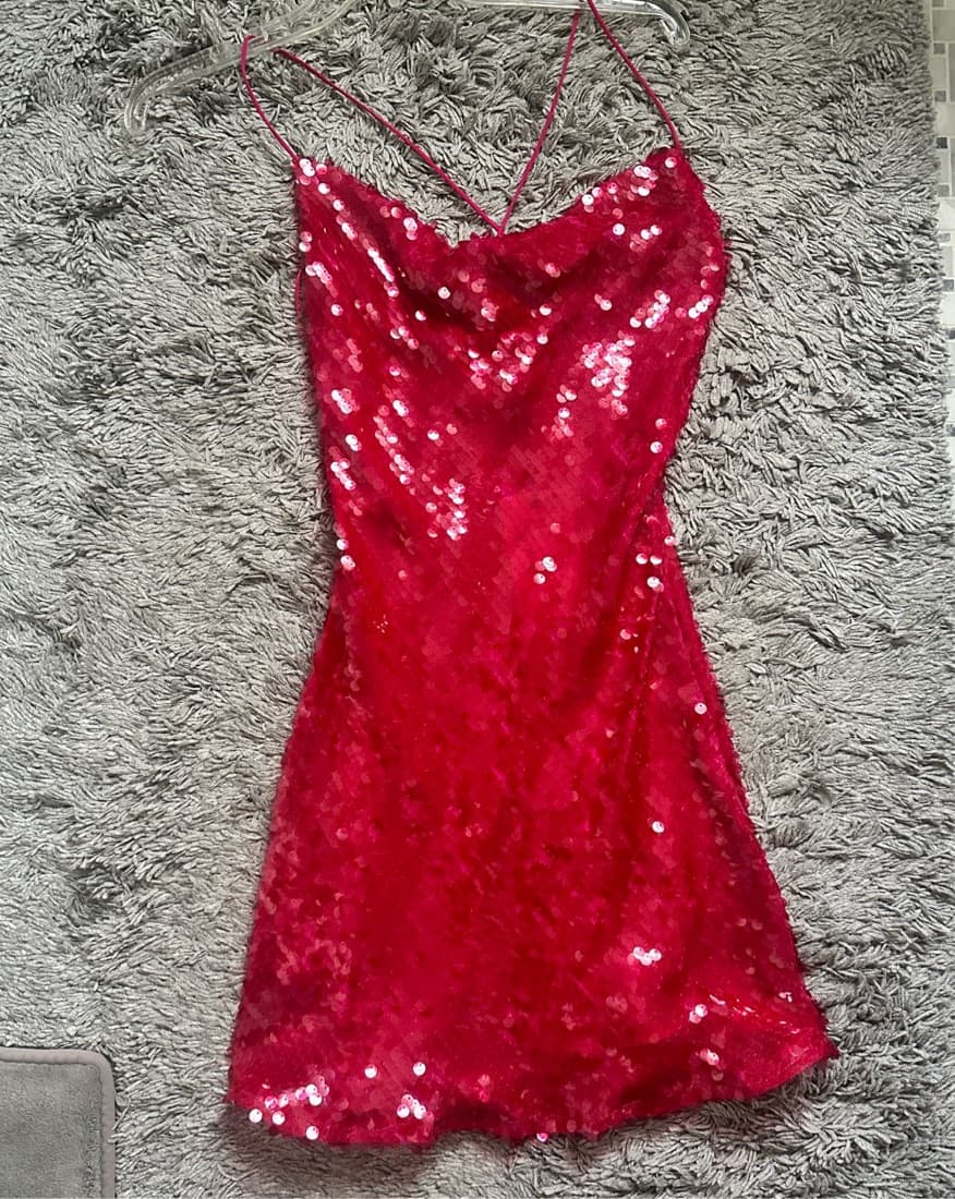 Hot Pink Zara Sequin Dress - Image 4