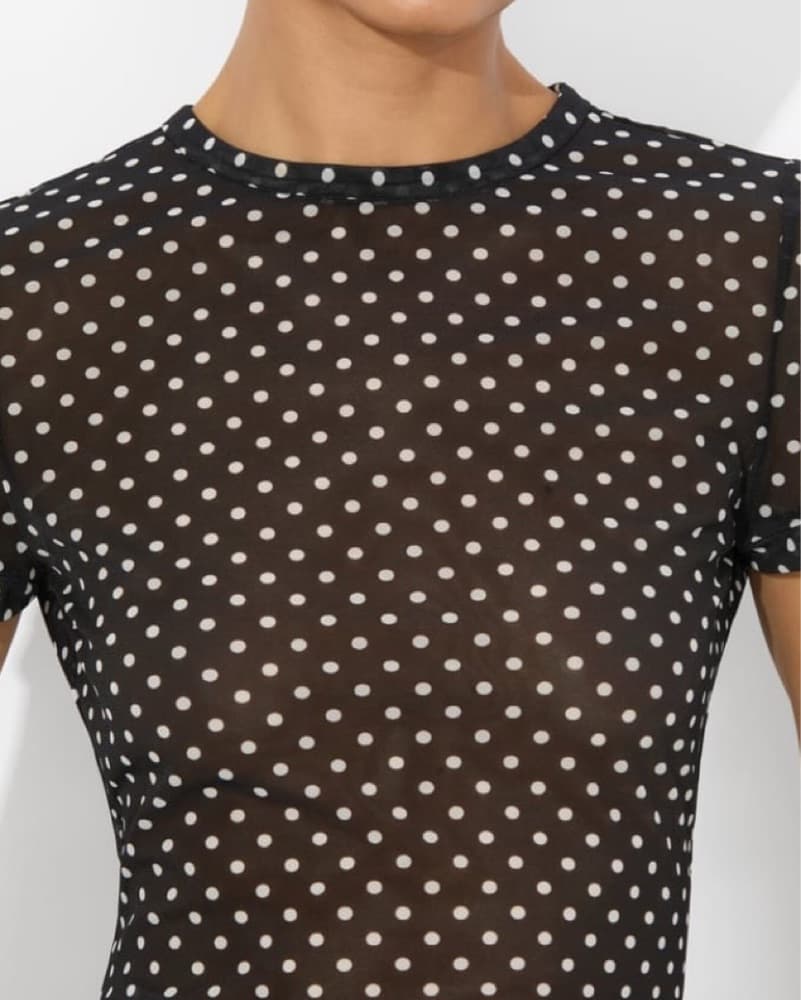 Aloce + Olivia Polka Dot Sheer T-Shirt - Image 2