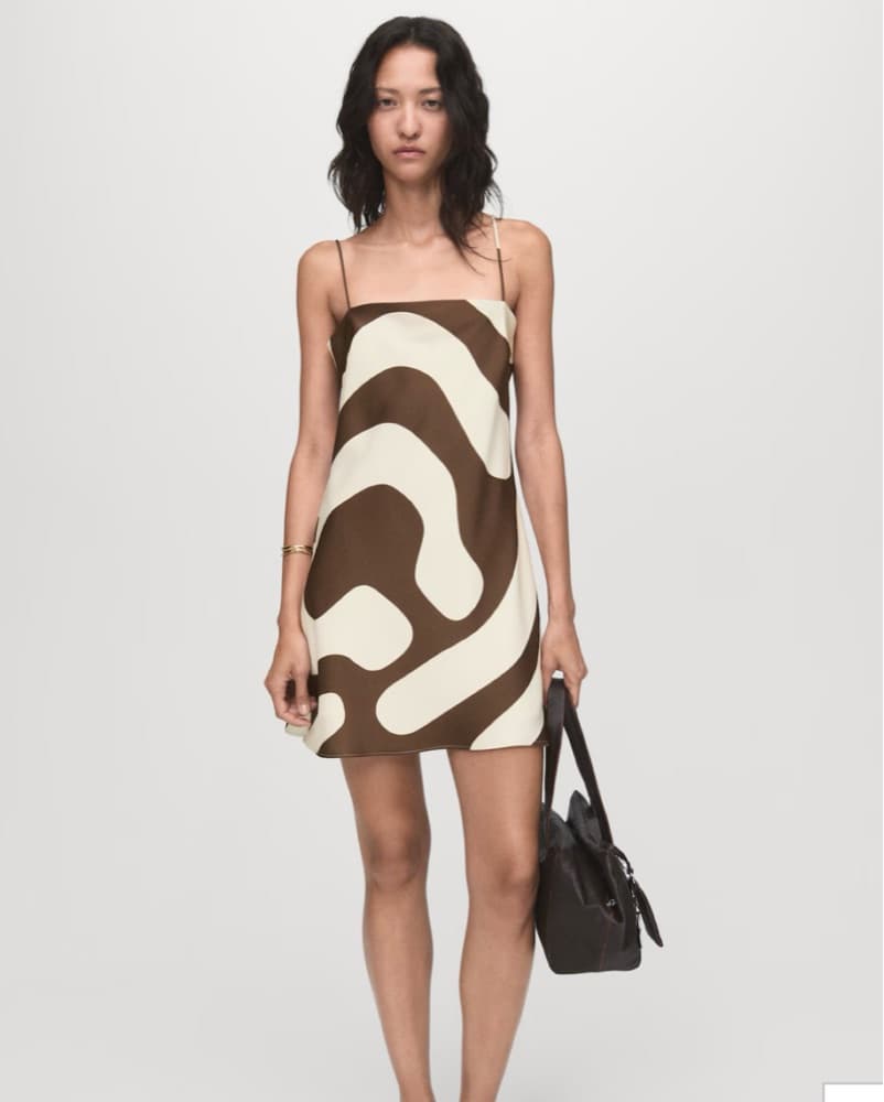 Brown and Cream Abstract- Print Mango - Image 3
