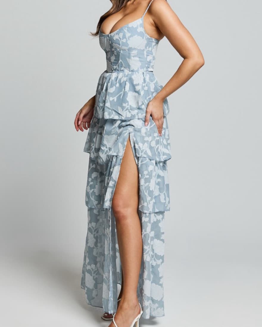 Showpo Femme Tiered Jacquard Dress - Image 2