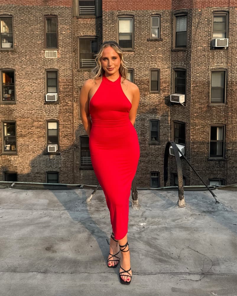 Red Midi Halter Dress - Image 1