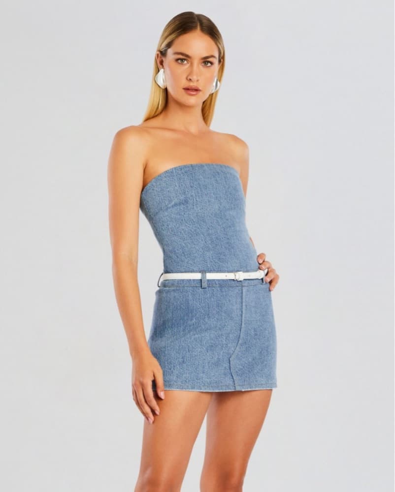 Retrofete Denim Mini Dress - Image 3
