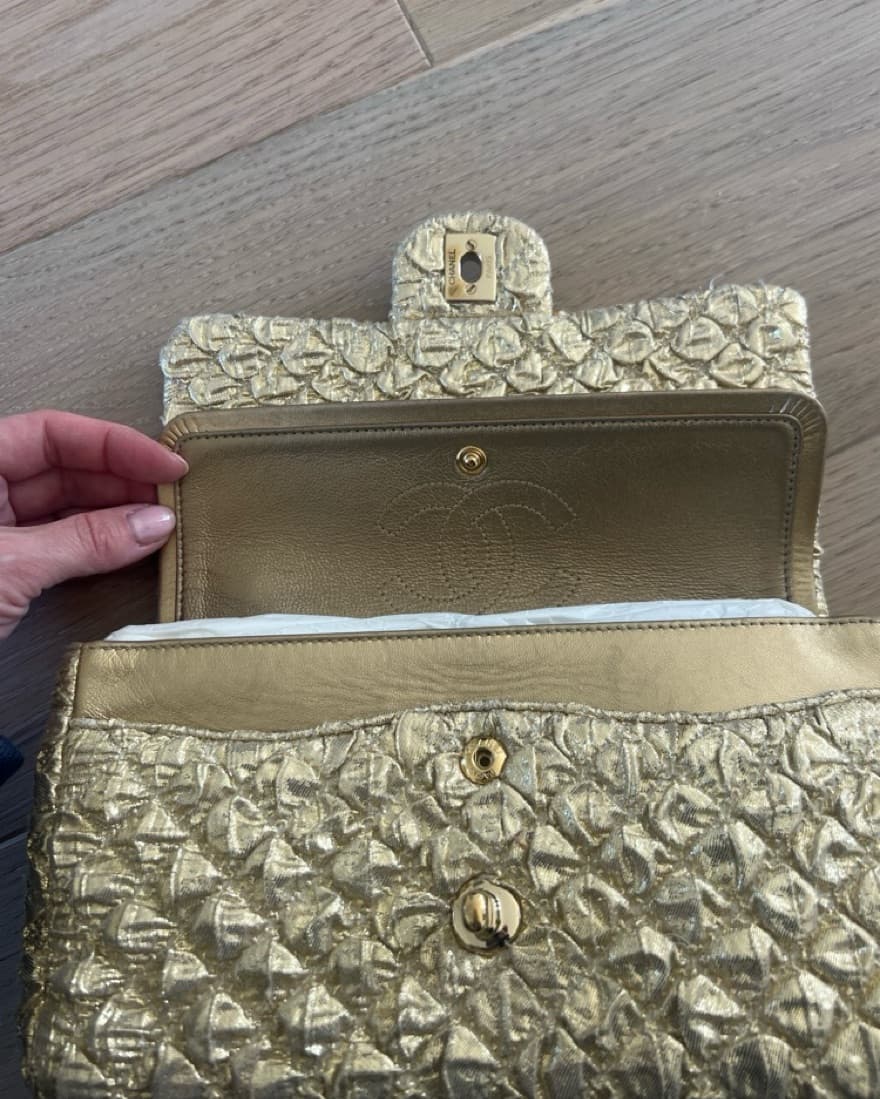 Chanel Double Flap Gold Classic Bag - Image 4