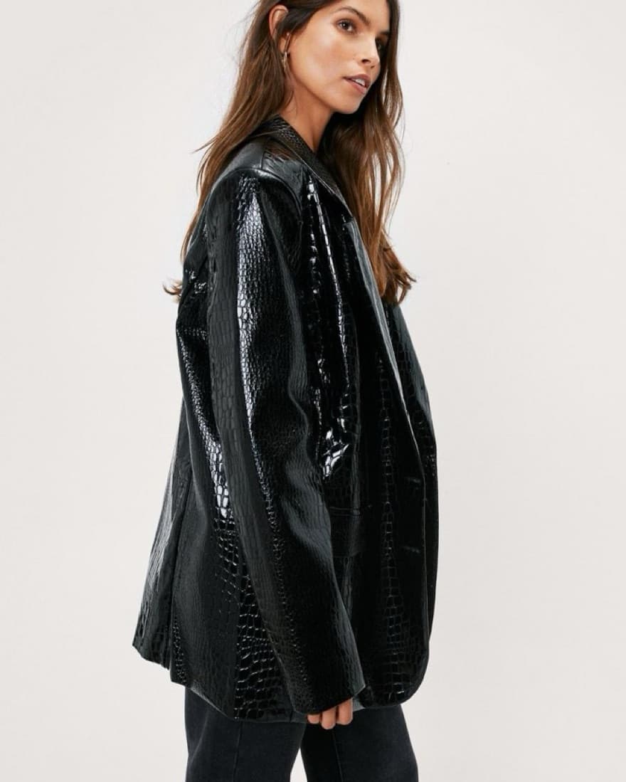 Faux Patent Leather Croc Jacket  - Image 4