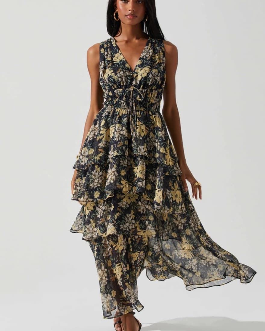 Kali Sleeveless Smocked Waist Floral Max - Image 1