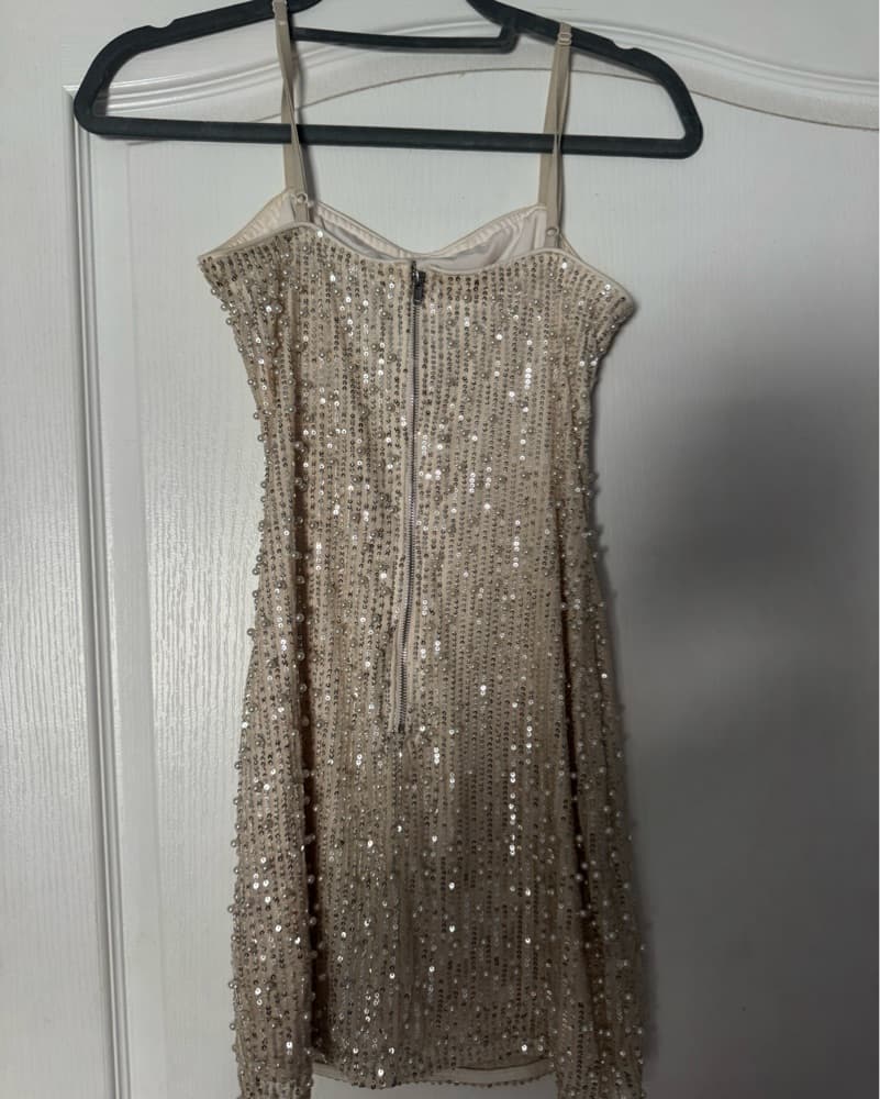 Champagne Sequin Mini Dress - Image 3