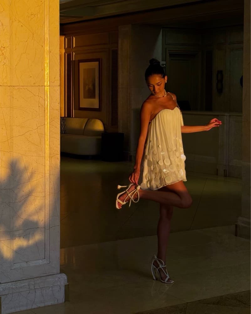 RETROFETE WHITE SEQUIN MINI DRESS - Image 6