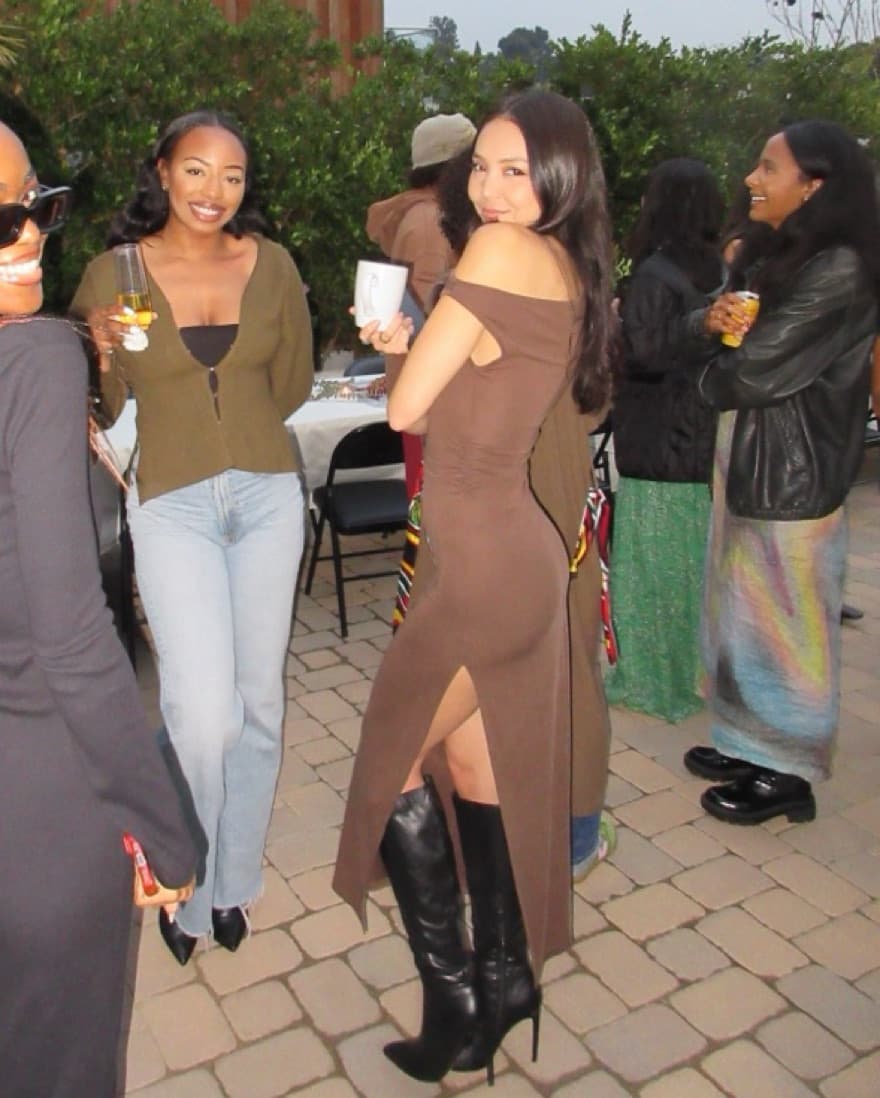 Off Shoulder Slit Midi Dress - Image 4