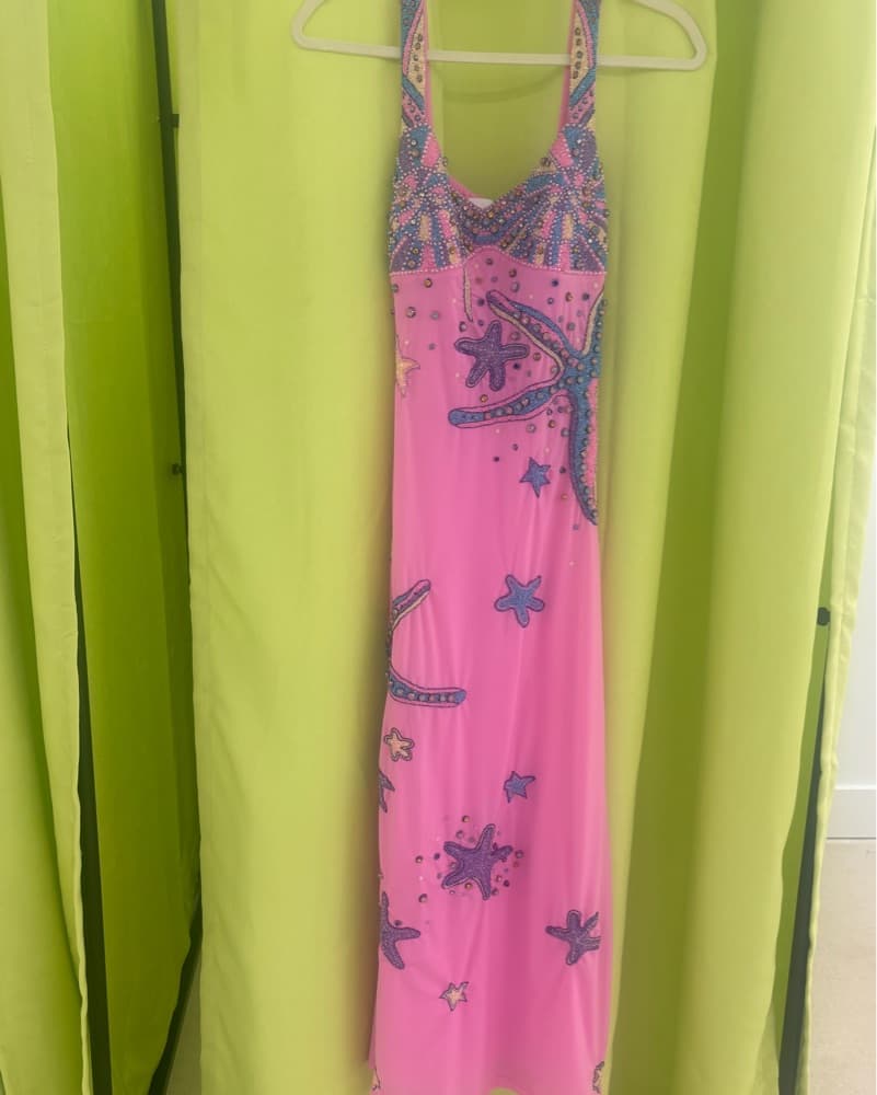 Cresent Shell Long Pink Dress - Image 2