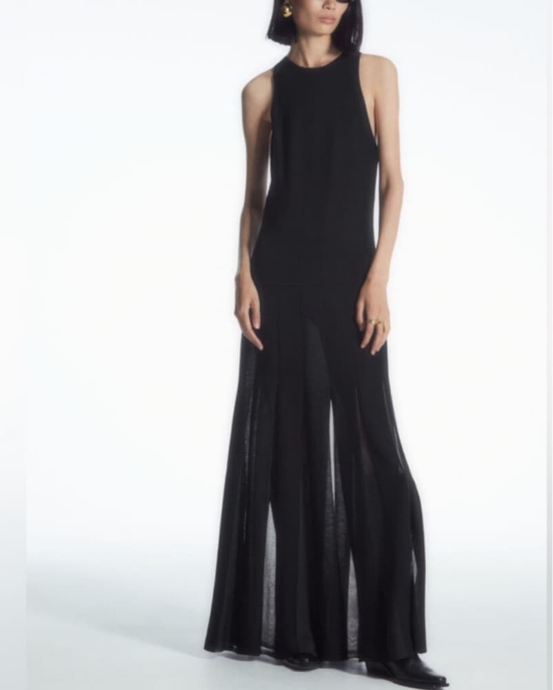 COS Black Pleated Long Dress - Image 1