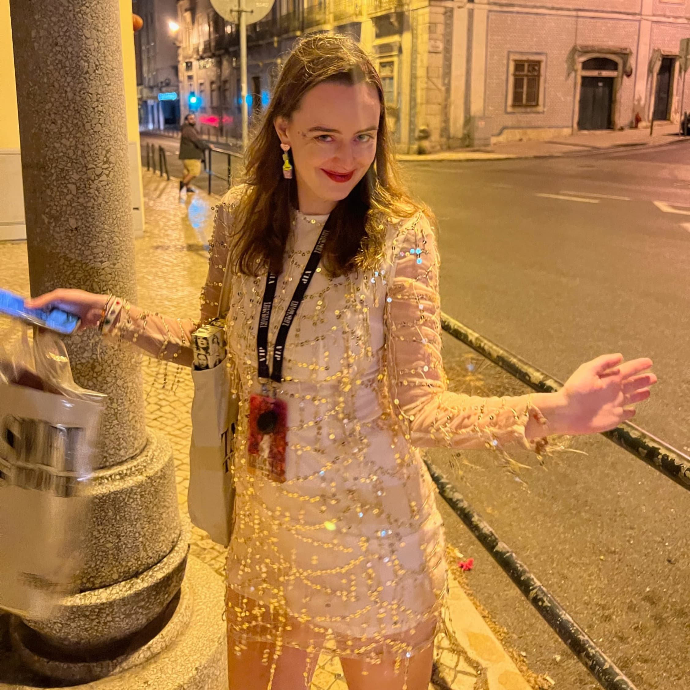 Gold Sequin Mini Dress - Image 3