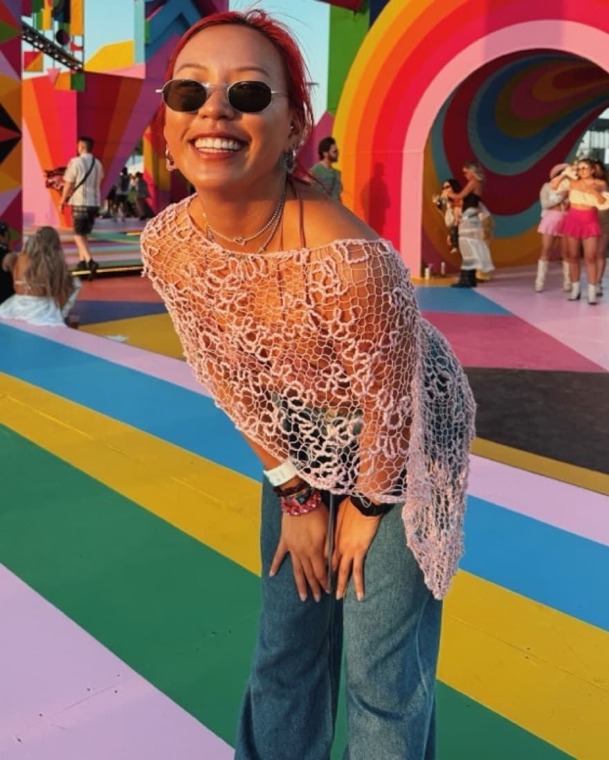 Pink Crochet Poncho - Image 2