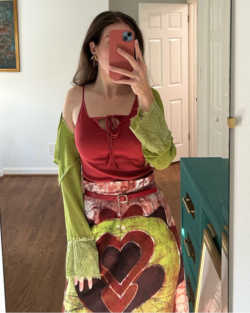 Vintage Y2K Heart Tye-dye Maxi Skirt - Image 2