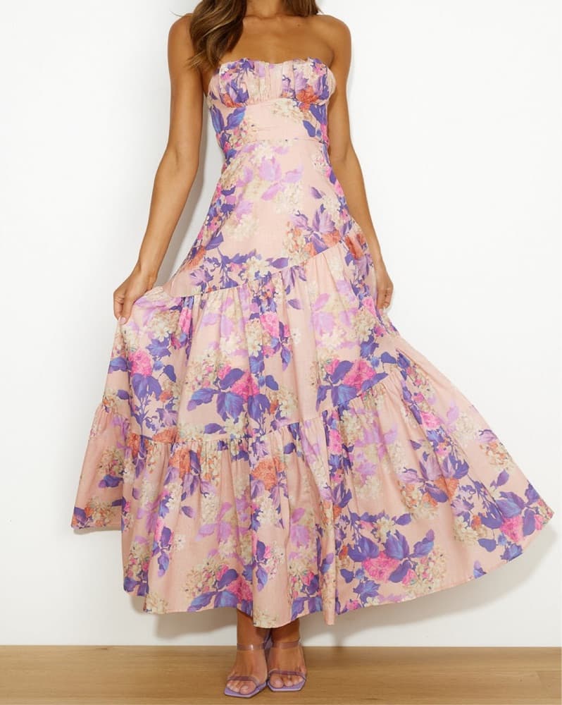 Floral Chiffon Halter Maxi Dress - Image 1