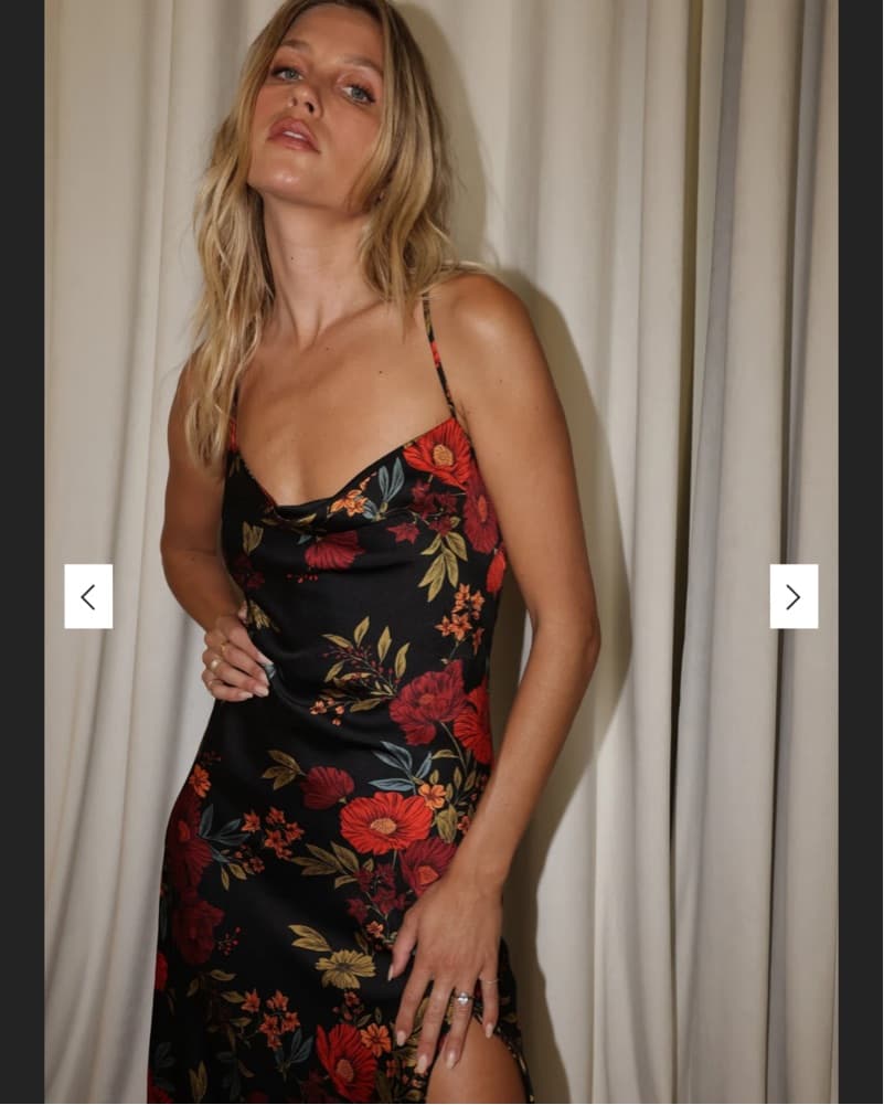 Natalia Black Floral Maxi Dress - Image 2