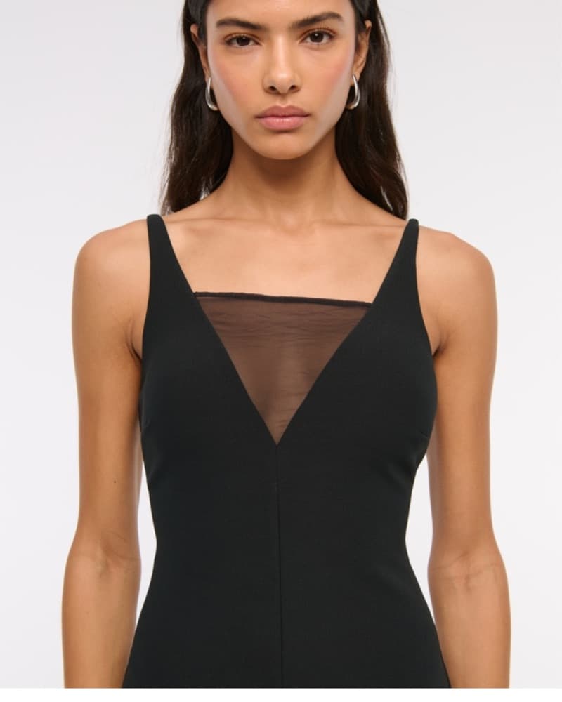 Abercrombie Black Sheer Skirt Midi Dress - Image 3