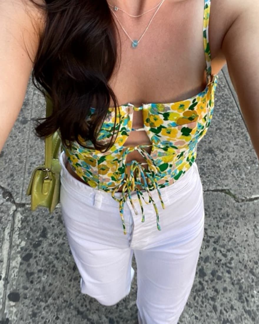 Kayla Corset Top in Yellow Floral - Image 1