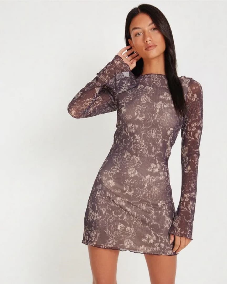 SEVILA DRESS BATIK BOTANICAL DARK BROWN - Image 5