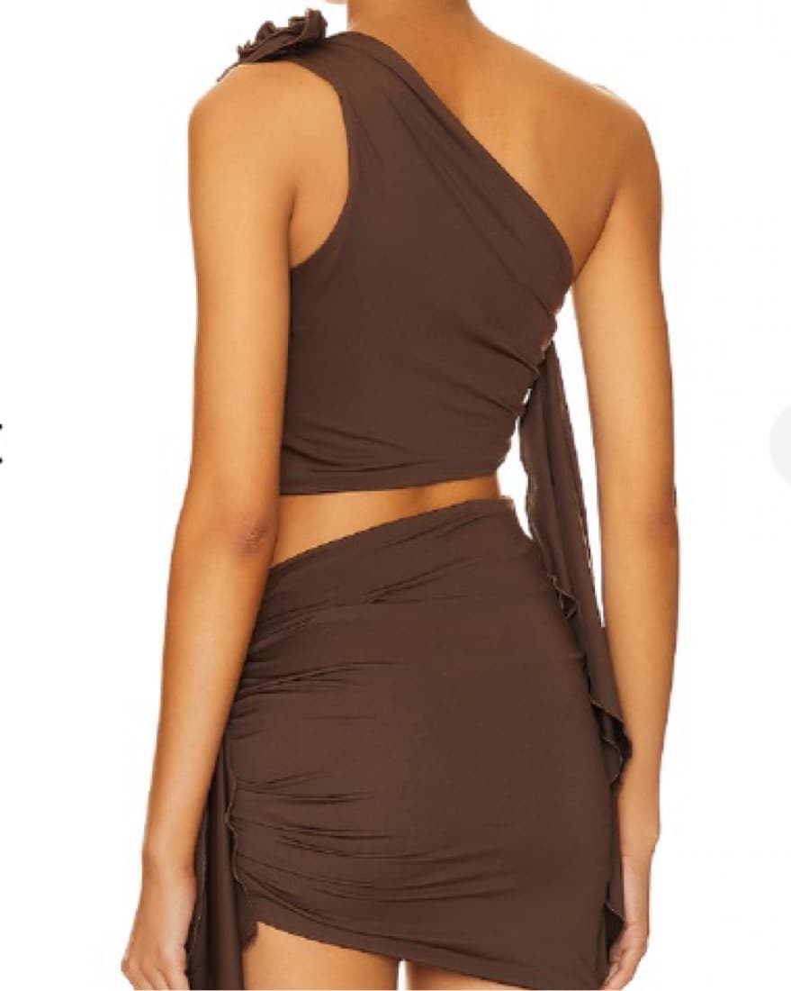 Brown Set One Shoulder Top - S - Image 4