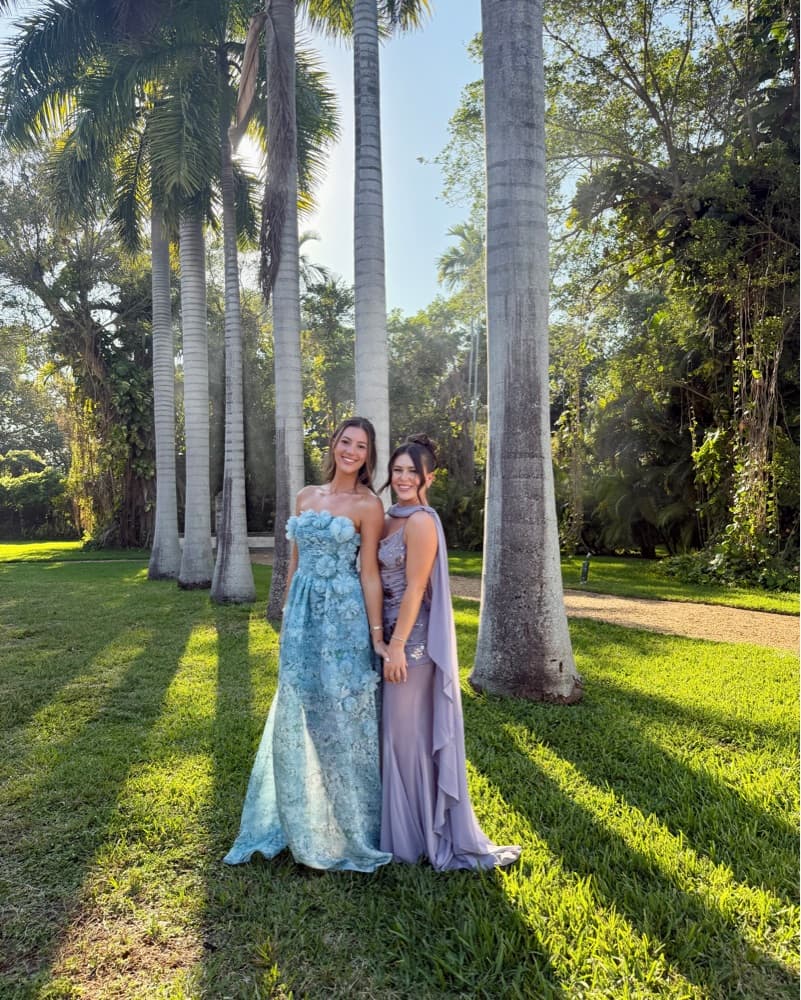 Blue Floral Strapless Gown - Image 1