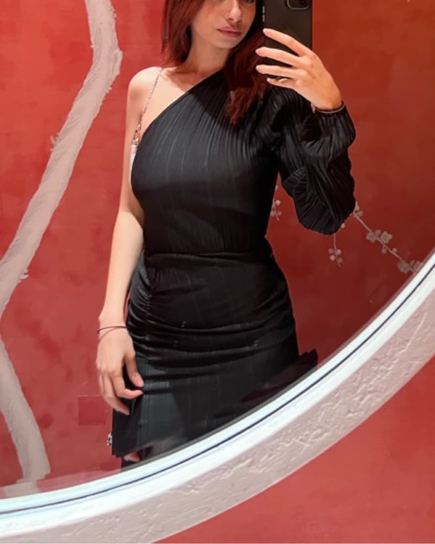Black asymmetrical sleeve dress  - Image 2