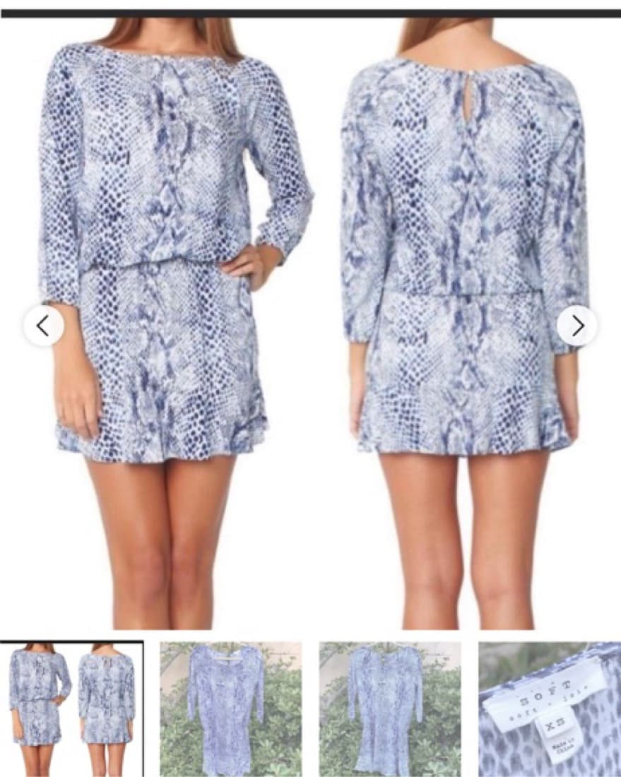 Blue And White Snake Print Dress - Image 3