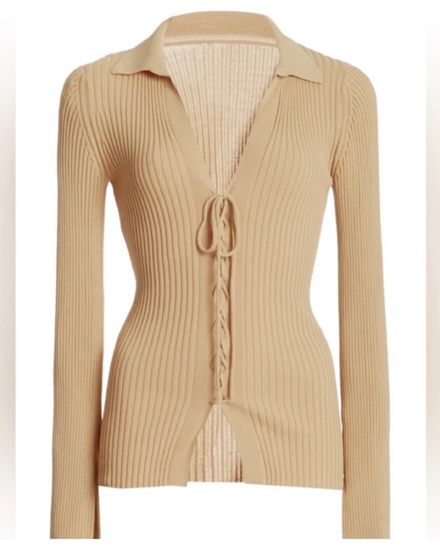 Cult Gaia Faye Lace-Up Ribbed-Knit Top - Image 3