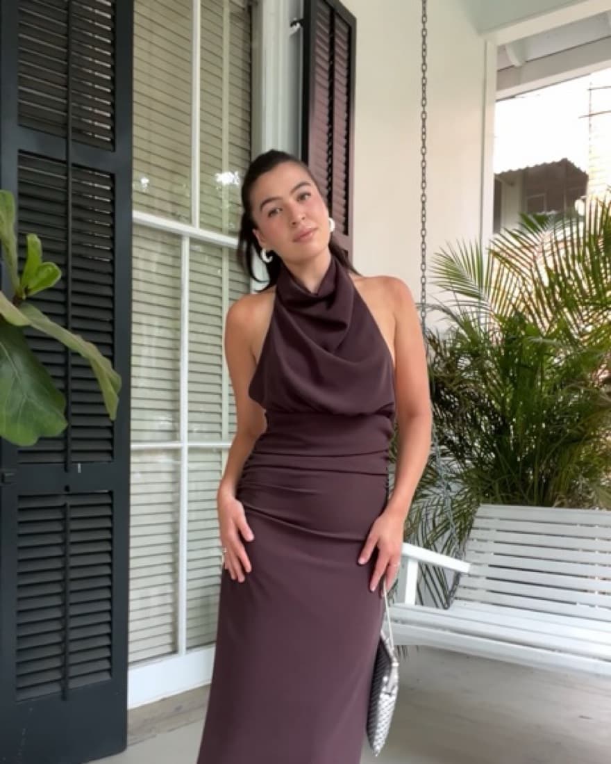 Elegant Brown Halter Gown - Image 4