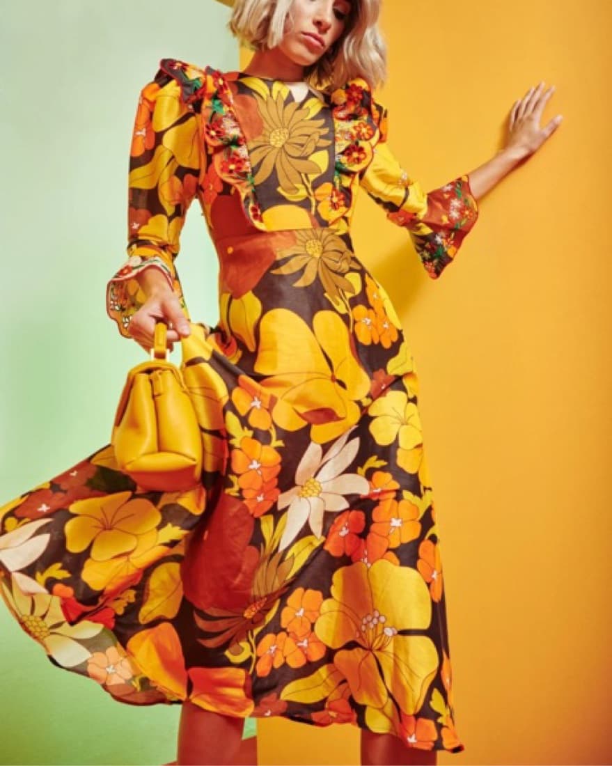 Celia B Bronze Retro Floral Midi Dress - Image 4