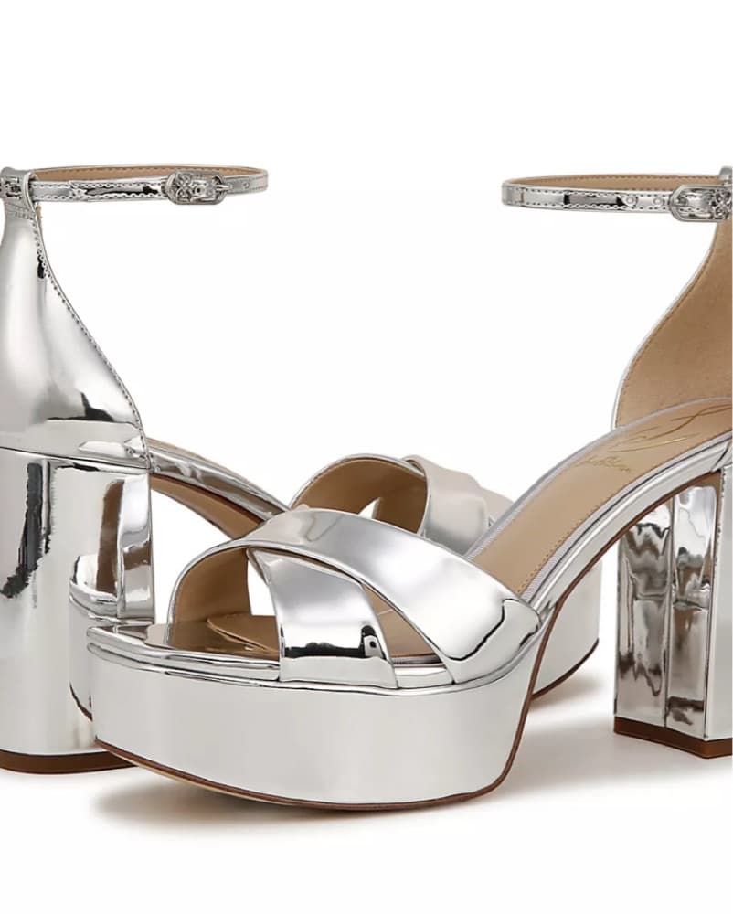 Silver Metallic Platform Sandals - Image 1