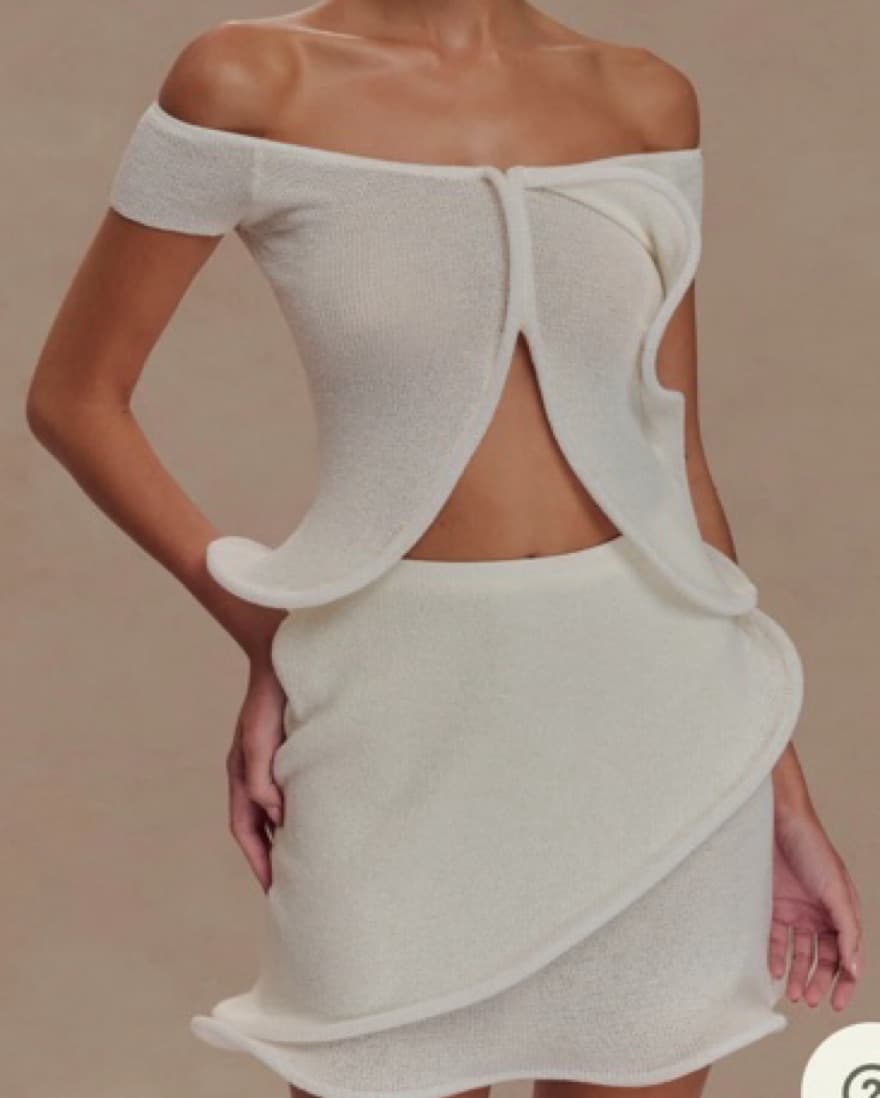 Haisley Off Shoulder Knit Set - Ivory - Image 3