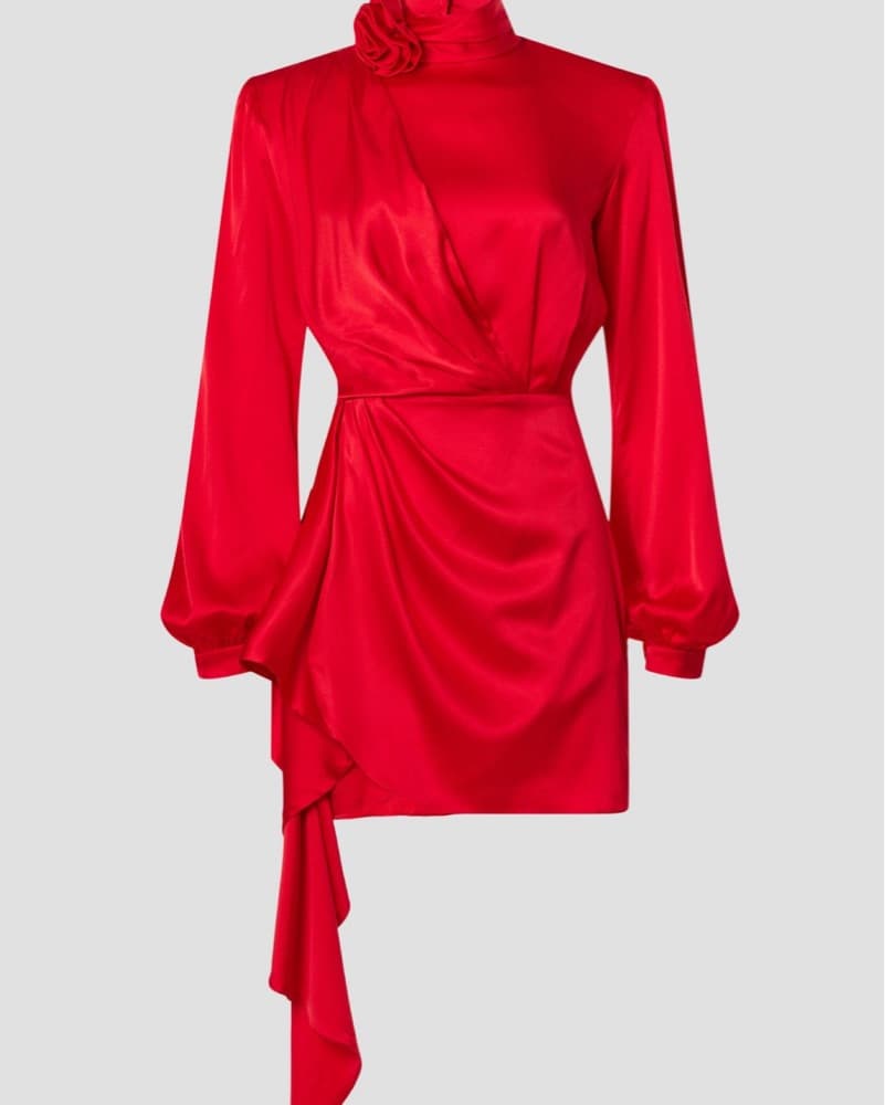 Ronny Kobo Red Silk Dress - Image 1