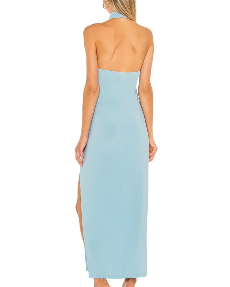 Norma Kamali Halter Turtleneck Slit Gown - Image 2