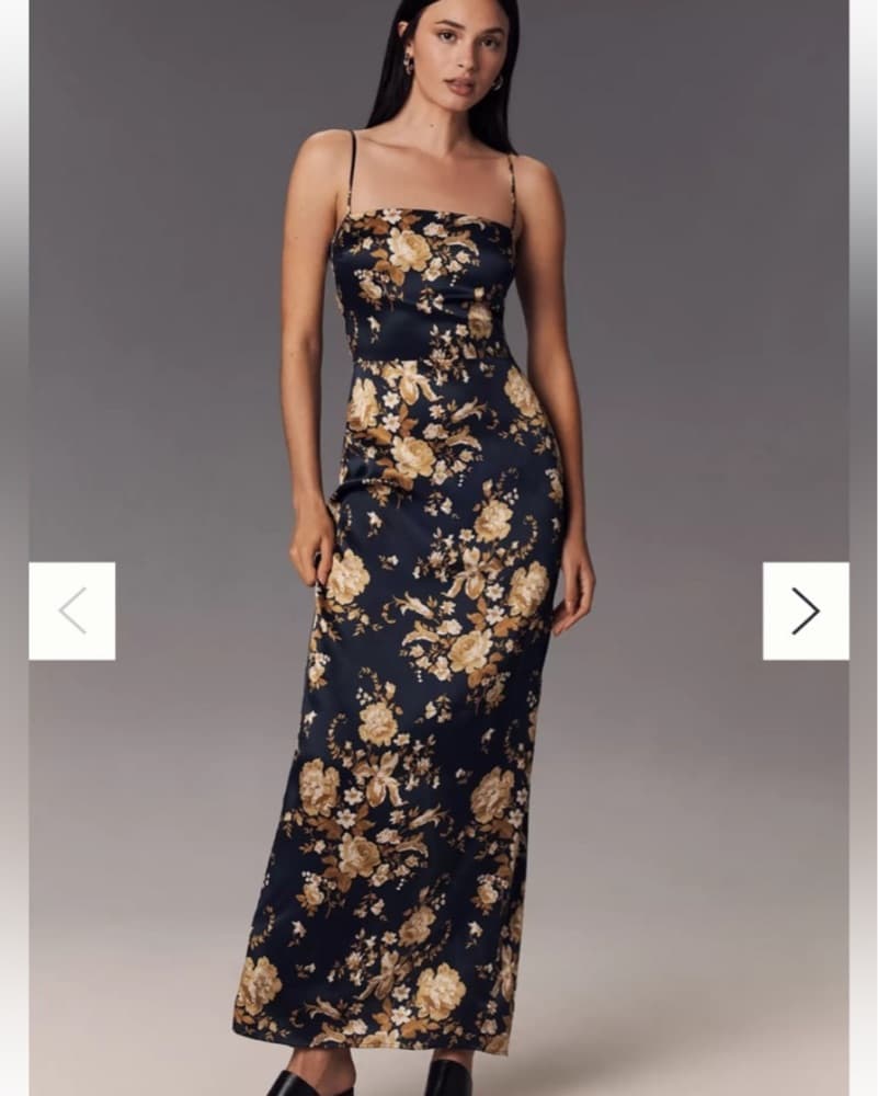 Frankie Silk Maxi Dress Navy & Gold - Image 1