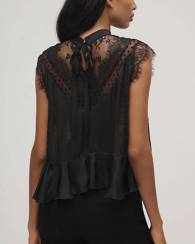 Anthropology Sheer Lace Peplum Top - Image 3