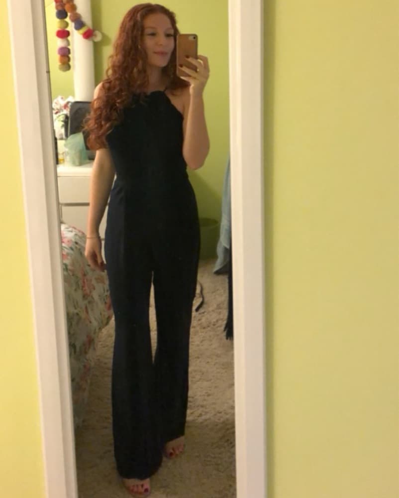 High Neck Jumpsuit Navy Blue; Adelyn Rae - Image 1