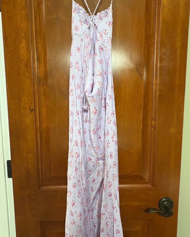 Zara lilac floral satin effect dress - Image 3