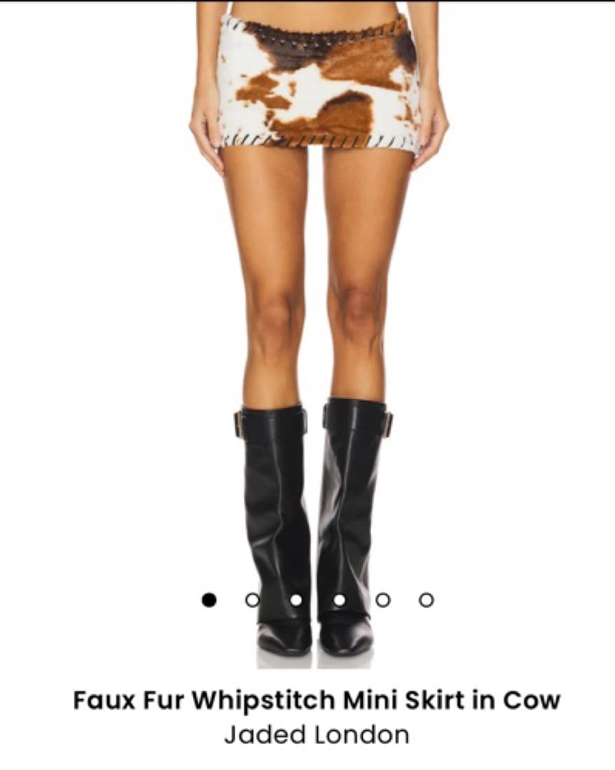 Faux Fur Whipstitch Mini Skirt in Cow  - Image 1