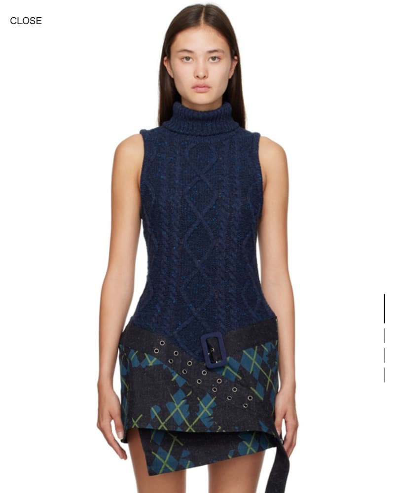 Andersson Bell Navy Plaid Mini Dress - Image 1