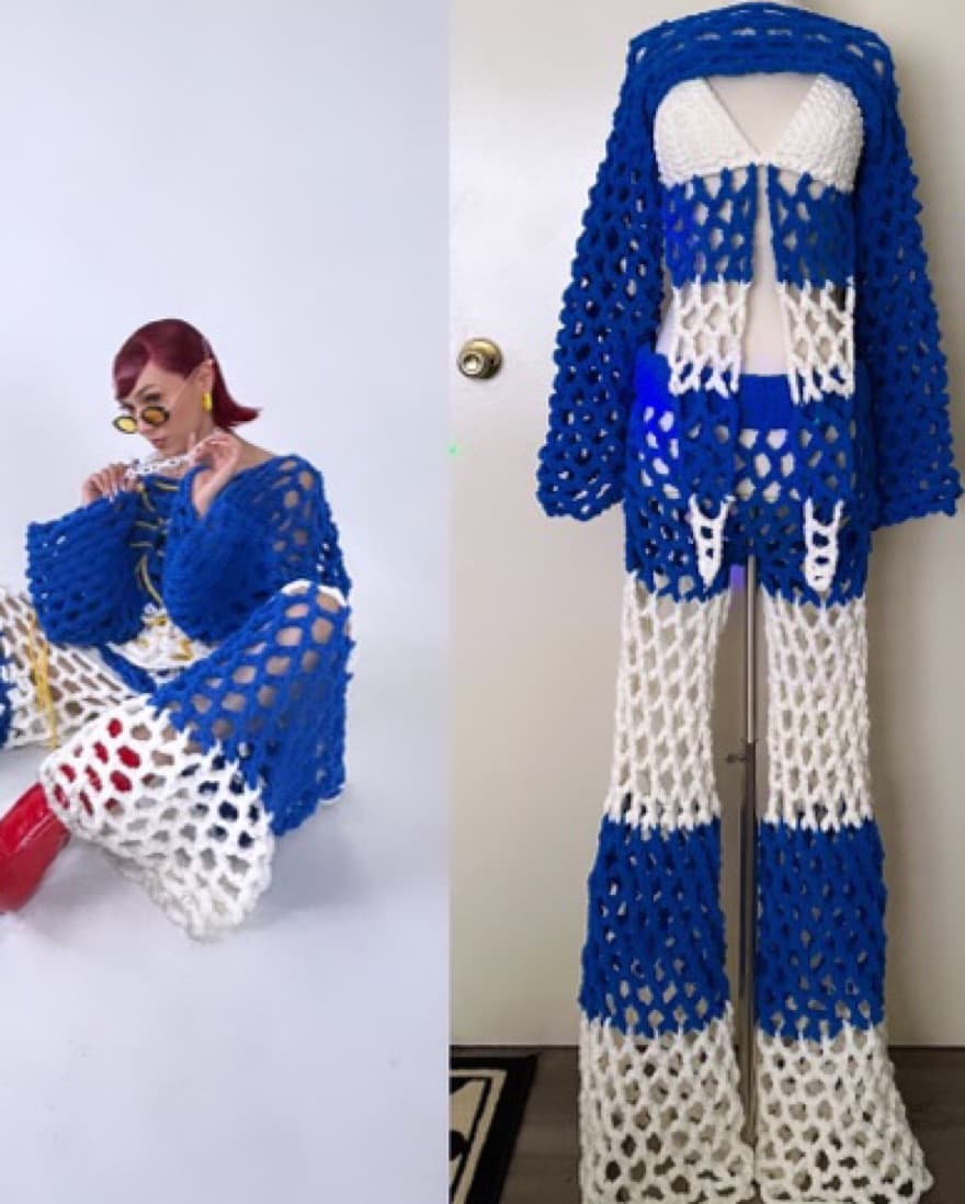 Handmade Crochet Set 2 / 3 Piece Blue - Image 2
