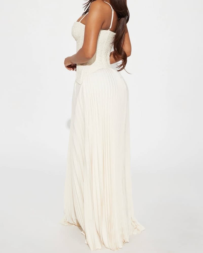 Lace Corset Pleated Maxi Dress - Image 2