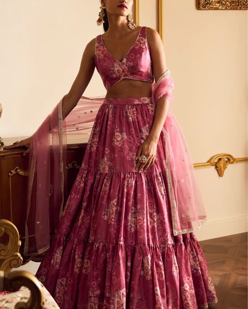 Floral Gown worn for wedding in india  - Image 1