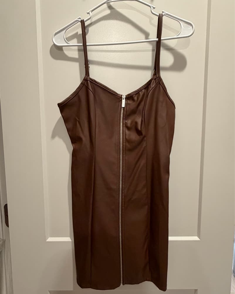 Sleek Faux Leather Dress - Image 3