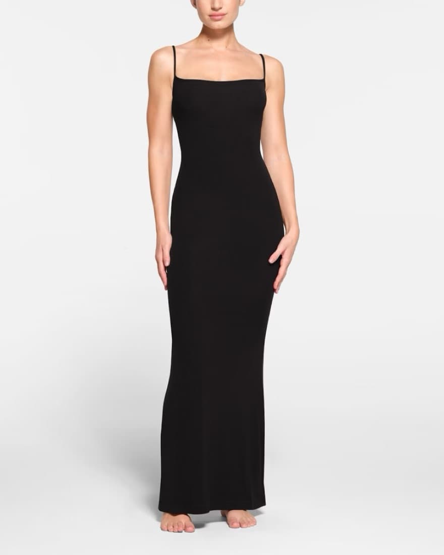 Skims Long Slip Dress — Onyx - Image 1